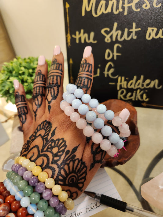 Rose Quartz and Angelite Bracelet 12MM