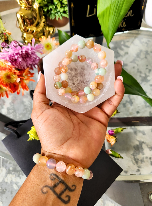 Flower Agate Bracelet 12MM