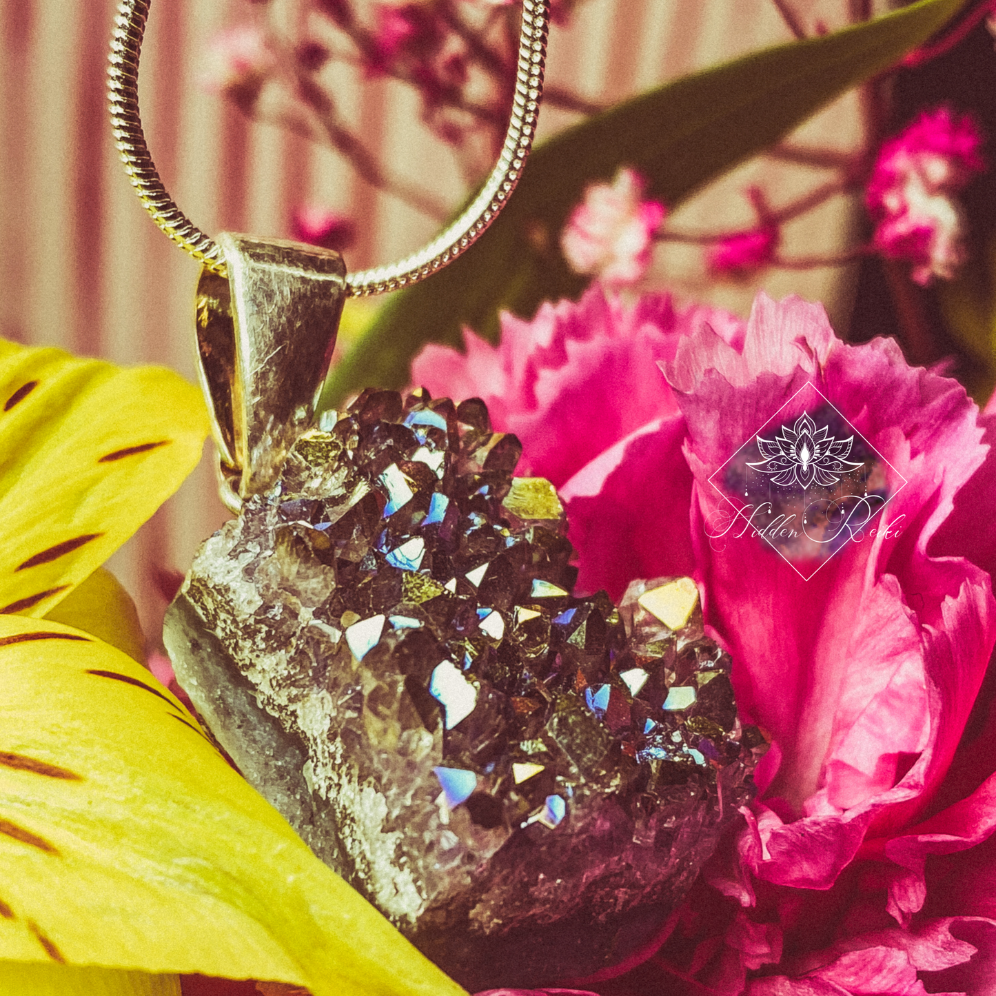 Titanium Quartz Druzy Pendant Necklace
