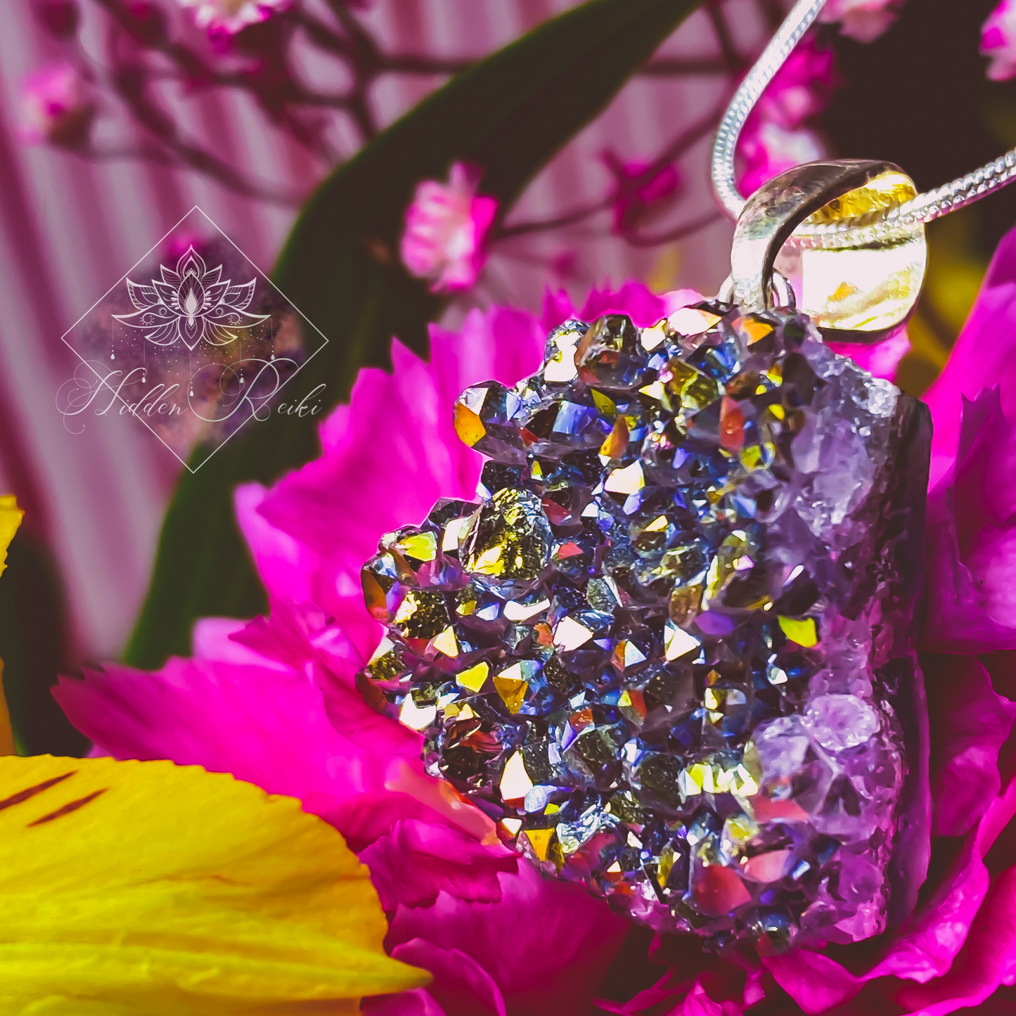 Titanium Quartz Druzy Pendant Necklace