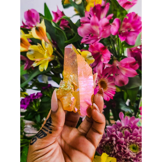 Tangerine Aura Quartz Point
