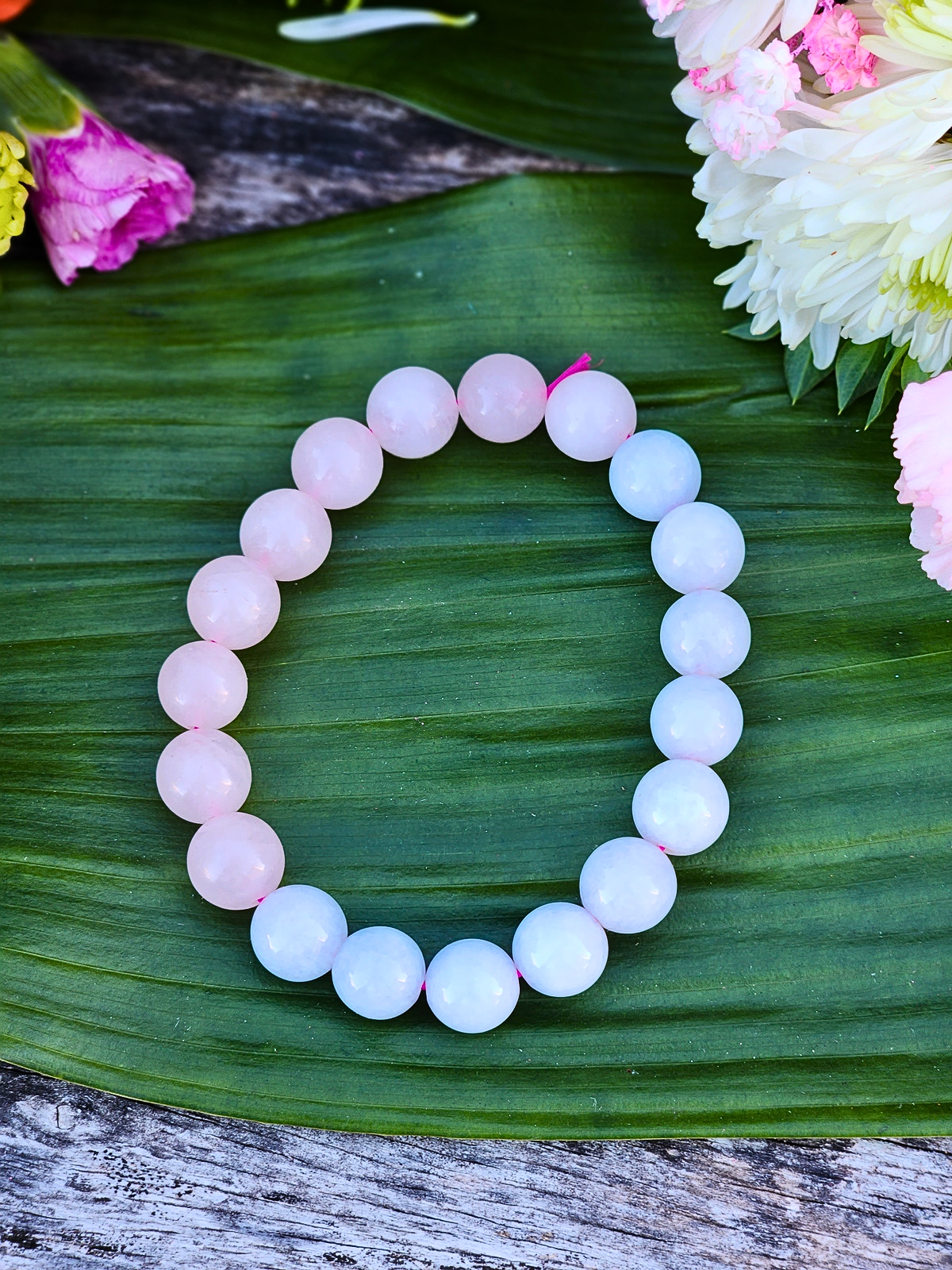 Rose Quartz and Angelite Bracelet 12MM